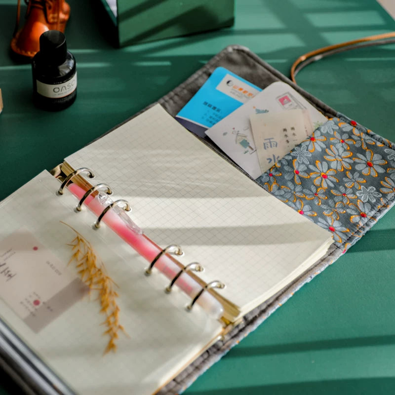 Vintage Refillable Loose Leaf Journal Notebook Set Aesthetic A5 A6 Binder Planner Diary