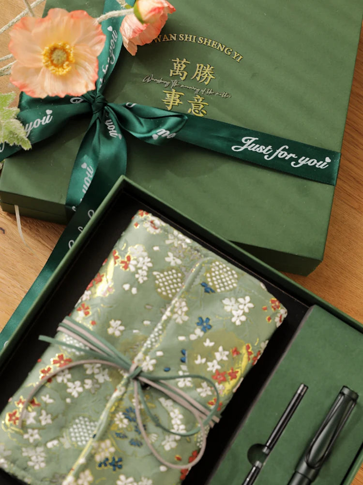 Vintage Oriental Journal and Fountain Pen Gift Set, Refillable Aesthetic Notebook Set for Writing, Business, Office & Journaling, Elegant Present for Women and Men