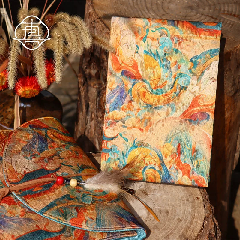 Vintage Dunhuang Fabric Journal Cover and Notebook Handcrafted Retro Cloth Diary Planner A5 A6