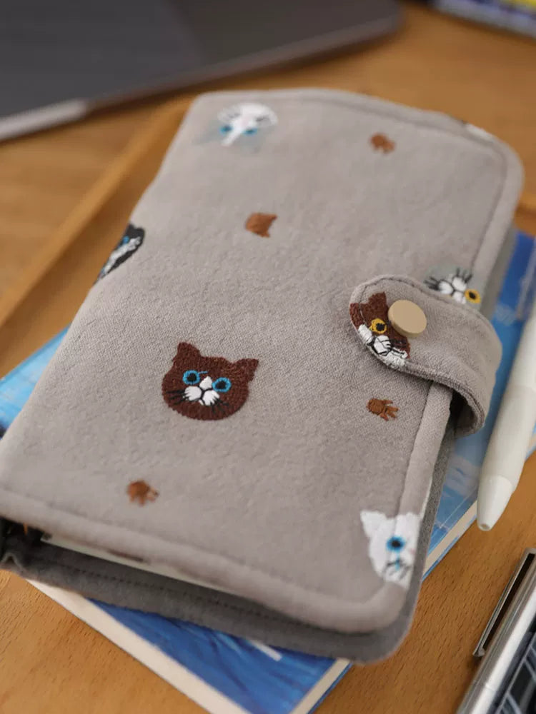 A6 Embroidered Daily Planner Refillable Binder Notebook Portable Schedule Journal To-Do List Time Management Book