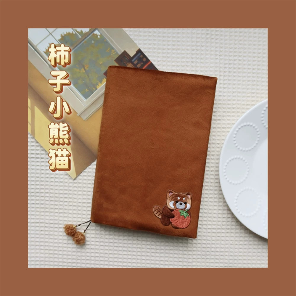 Cute Fluffy Panda Handmade Fabric Book Cover & Journal Notebook Set A5 A6 A7 B6 B7 Planner