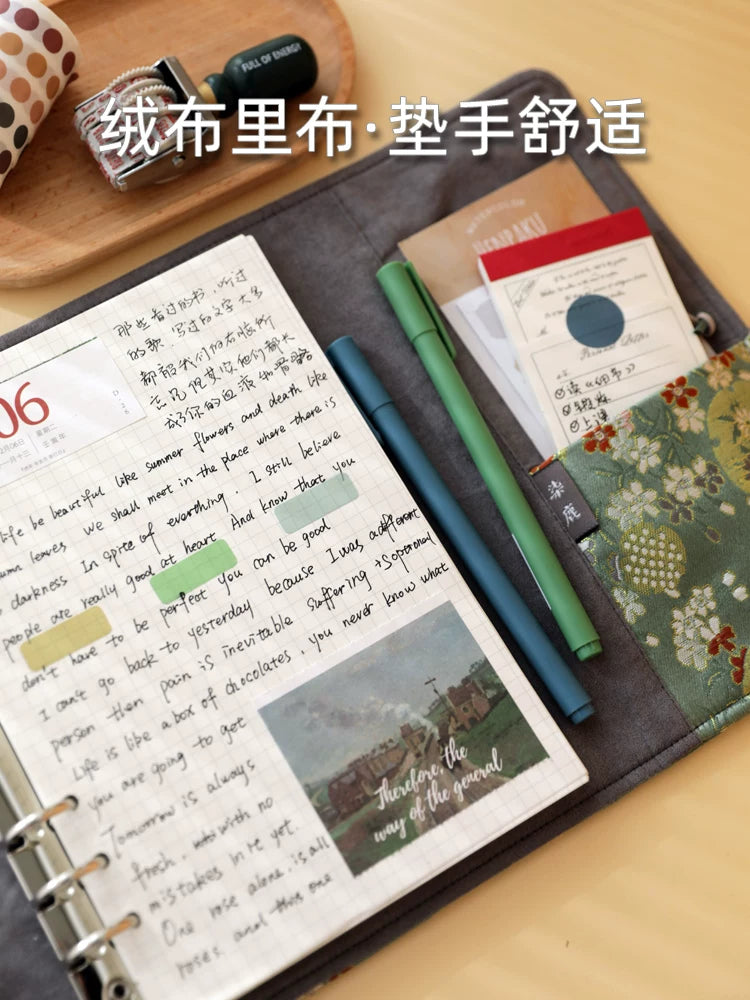 Vintage Refillable Loose Leaf Journal Notebook Set Aesthetic A5 A6 Binder Planner Diary
