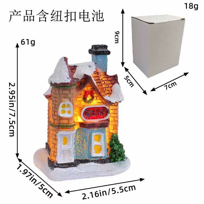 LED Light Up Christmas Village House Resin Miniature Cottage Tabletop Ornament Festive Holiday Decor