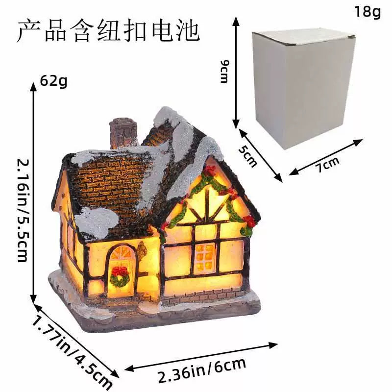 LED Light Up Christmas Village House Resin Miniature Cottage Tabletop Ornament Festive Holiday Decor