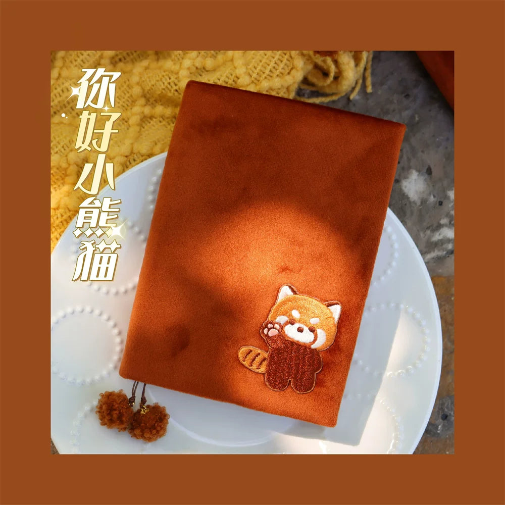 Cute Fluffy Panda Handmade Fabric Book Cover & Journal Notebook Set A5 A6 A7 B6 B7 Planner