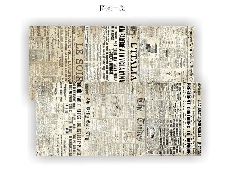 Vintage Industrial Old Newspaper Ephemera Stickers for Junk Journal, Retro TN Planner Collage Background Paper Decorative Scrapbooking Stickers