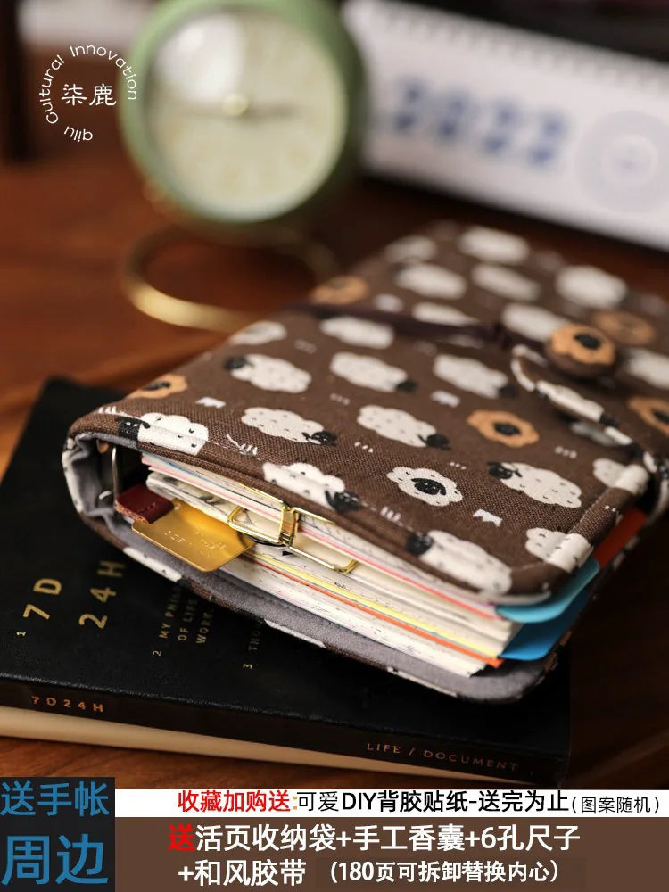 Aesthetic Loose Leaf Binder Journal Set Cute Refillable Planner Notebook with Stickers Tape & Ruler