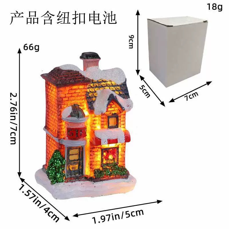 LED Light Up Christmas Village House Resin Miniature Cottage Tabletop Ornament Festive Holiday Decor