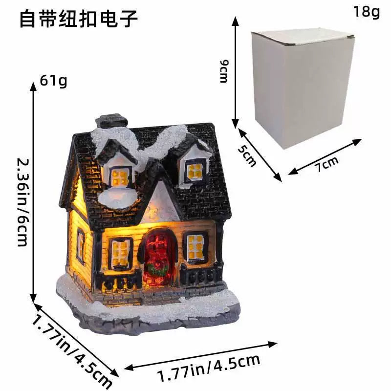 LED Light Up Christmas Village House Resin Miniature Cottage Tabletop Ornament Festive Holiday Decor