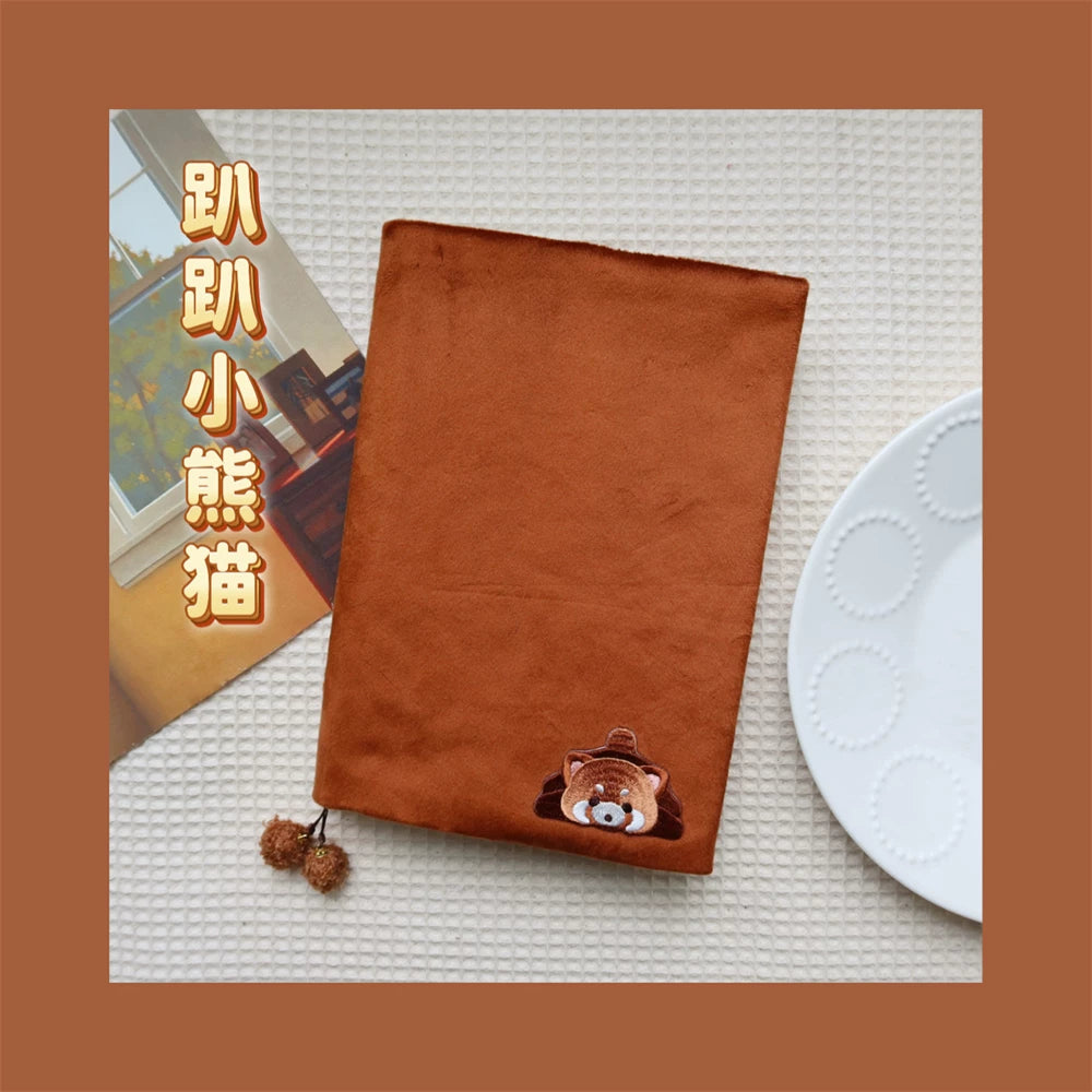 Cute Fluffy Panda Handmade Fabric Book Cover & Journal Notebook Set A5 A6 A7 B6 B7 Planner