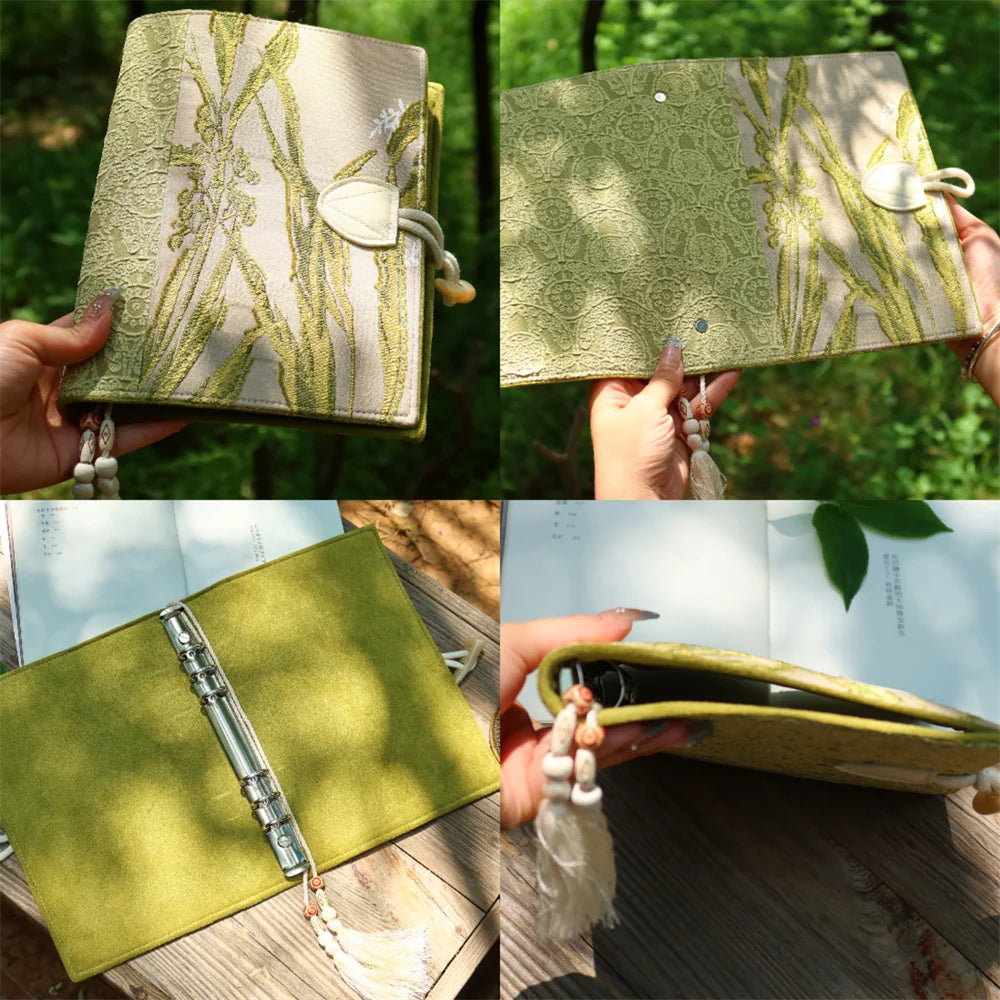 Vintage Botanical Fabric Journal Notebook Handmade Floral Cloth Book Cover Diary Planner A5 A6 Square