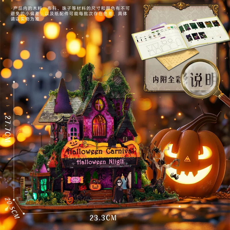 Halloween Book Nook Kit | 3D Wooden Magic Dollhouse LED
