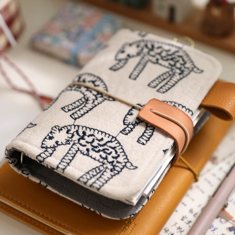 A7 Cute Fabric Loose-Leaf Binder Notebook Mini Refillable Pocket Journal Planner