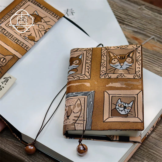 Vintage Pharaoh's Cat Handmade Fabric Journal Cover & Notebook | Quirky A5 A6 Daily Planner Diary