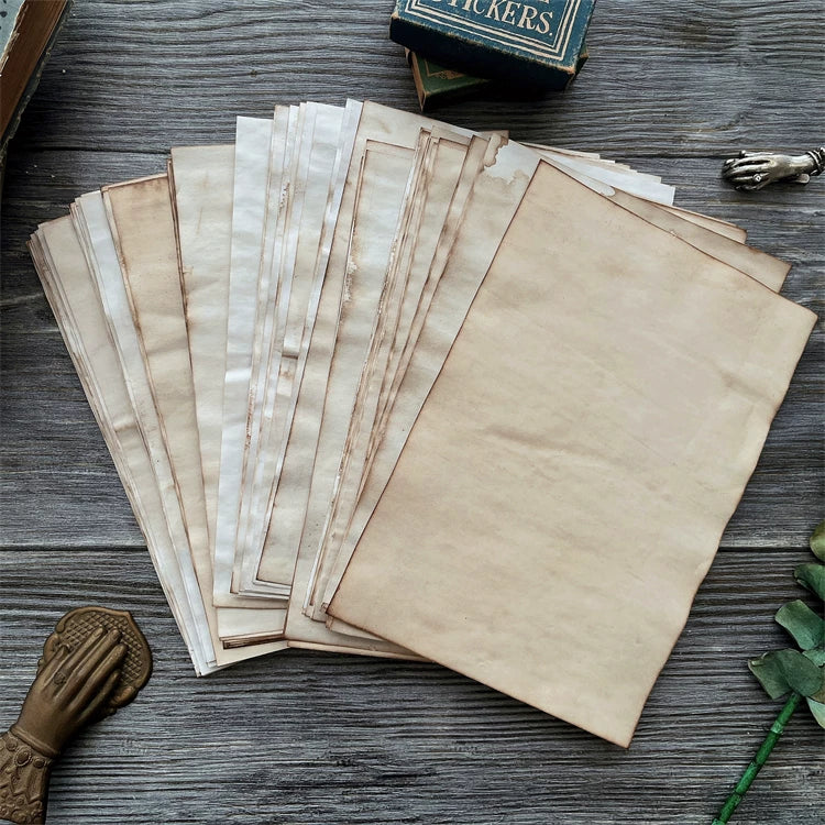 Vintage Coffee-Dyed Paper for Junk Journal - Handmade Distressed Antique Craft Paper Sheets for Scrapbooking, Collage & DIY Planners