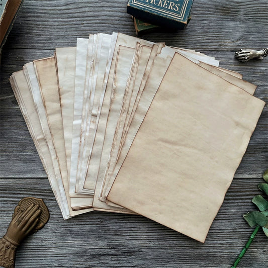 Vintage Coffee-Dyed Paper for Junk Journal - Handmade Distressed Antique Craft Paper Sheets for Scrapbooking, Collage & DIY Planners