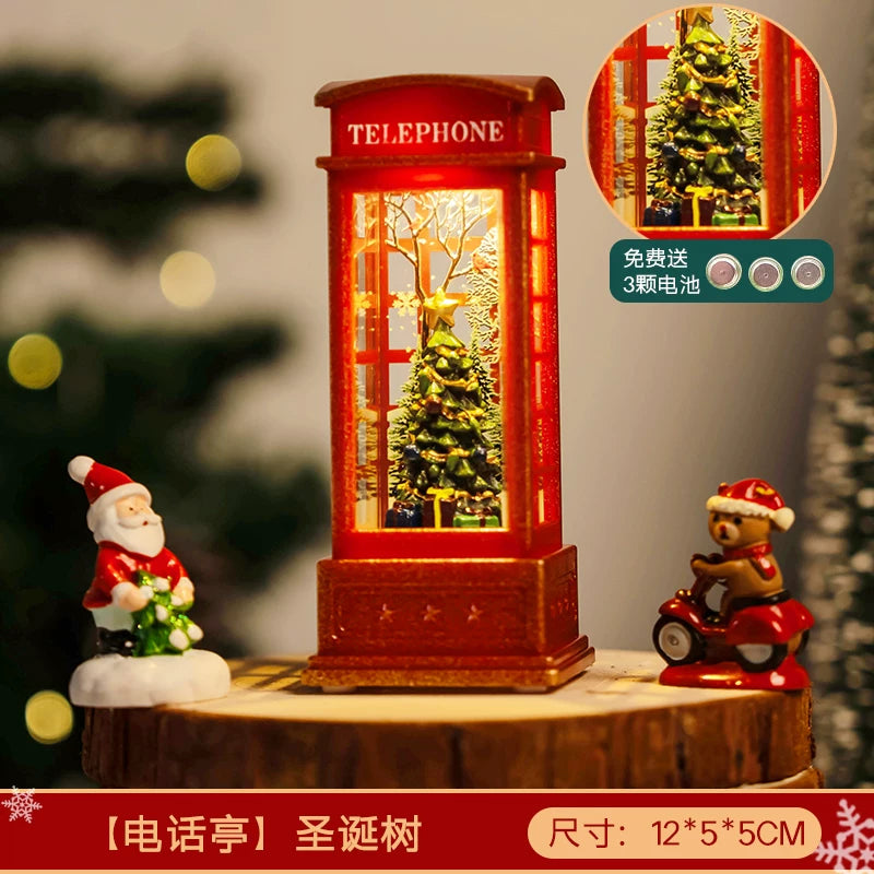 Light-Up Miniature Christmas Snow House Desktop Ornament Festive Village Scene Decor
