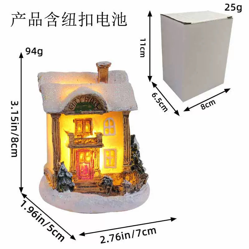 LED Light Up Christmas Village House Resin Miniature Cottage Tabletop Ornament Festive Holiday Decor