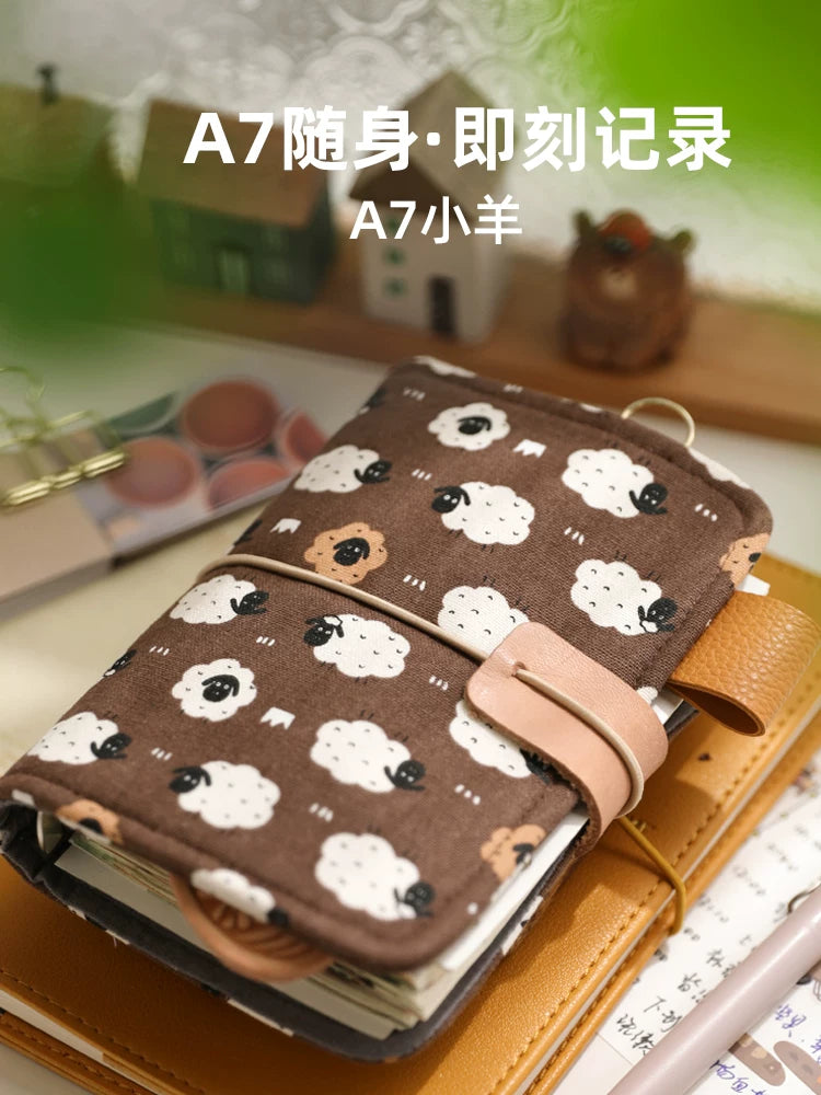 A7 Cute Fabric Loose-Leaf Binder Notebook Mini Refillable Pocket Journal Planner