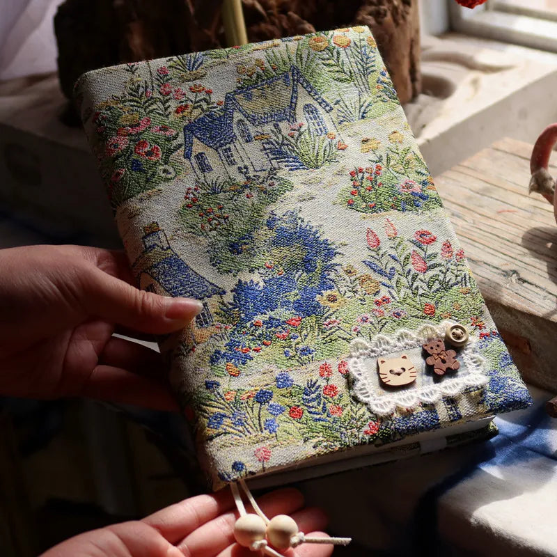 Vintage Handmade Fabric Journal Notebook Dollhouse Retro Daily Diary Planner A5 A6