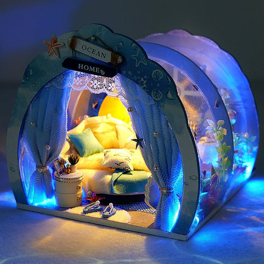 Ocean Room Room DIY Miniature House Kit — detalied side view
