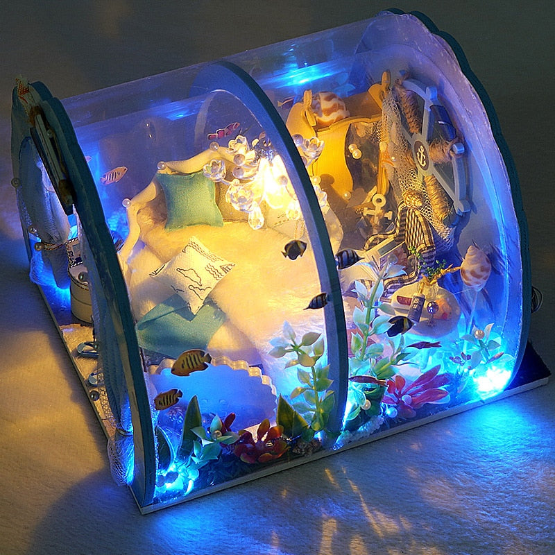 Ocean Room Room DIY Miniature House Kit — open display view