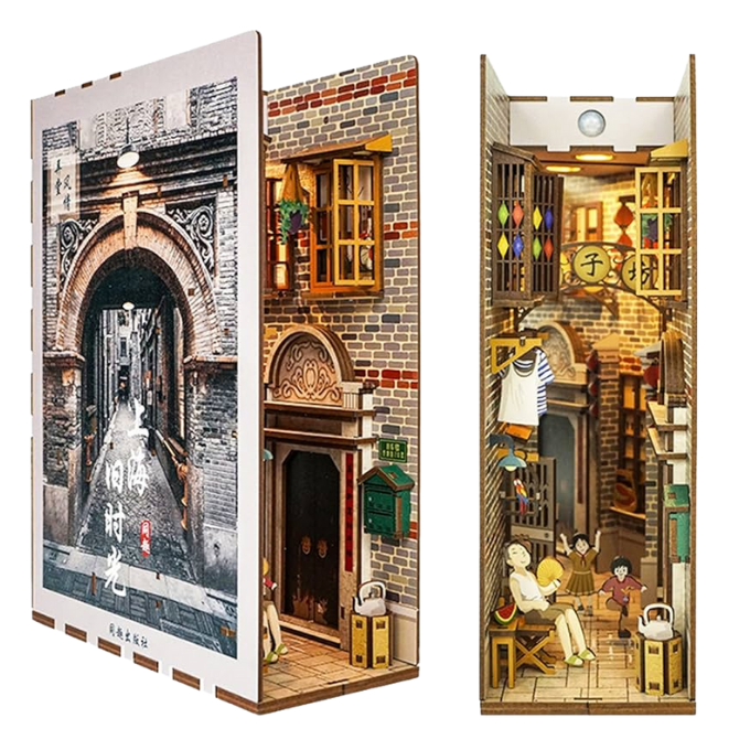 Old Times Of City DIY Book Nook Kit — detalied side view