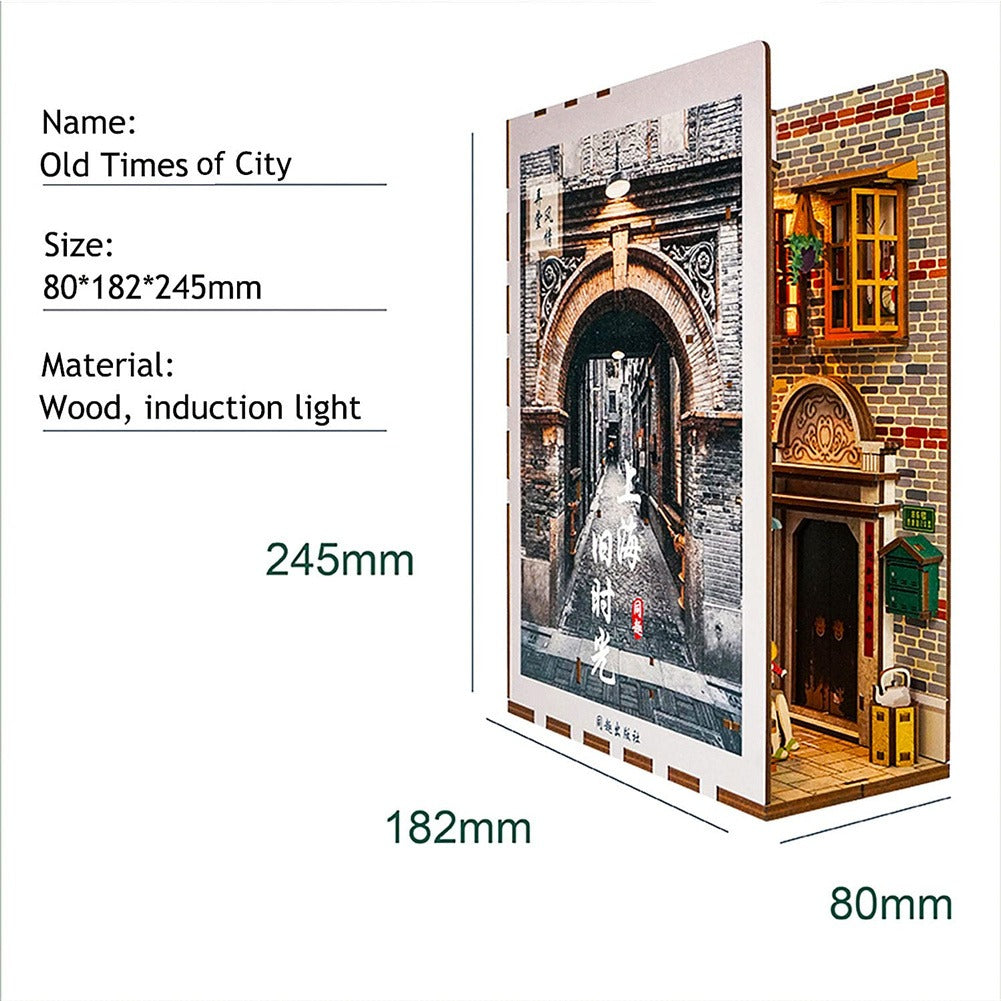 Old Times Of City DIY Book Nook Kit — angled close-up
