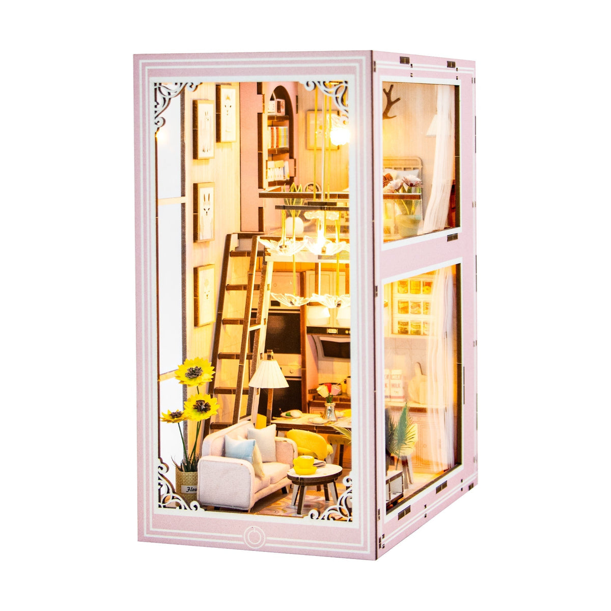 Pink Loft DIY Book Nook Kit — detalied side view