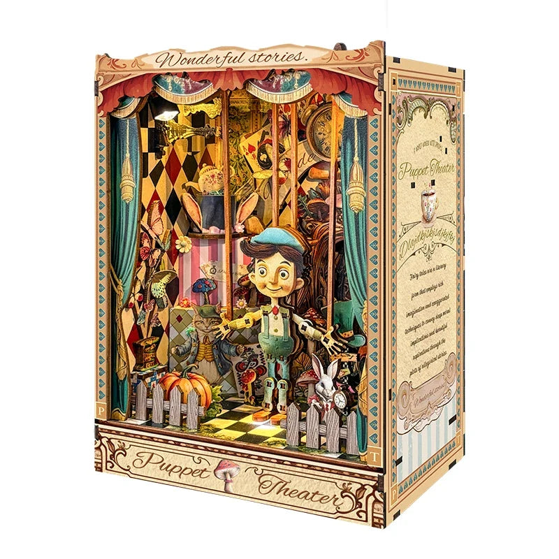 Pinocchio Puppet Theater DIY Book Nook Kit With LED Lights — main view