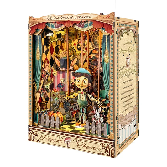 Pinocchio Puppet Theater DIY Book Nook Kit With LED Lights — main view
