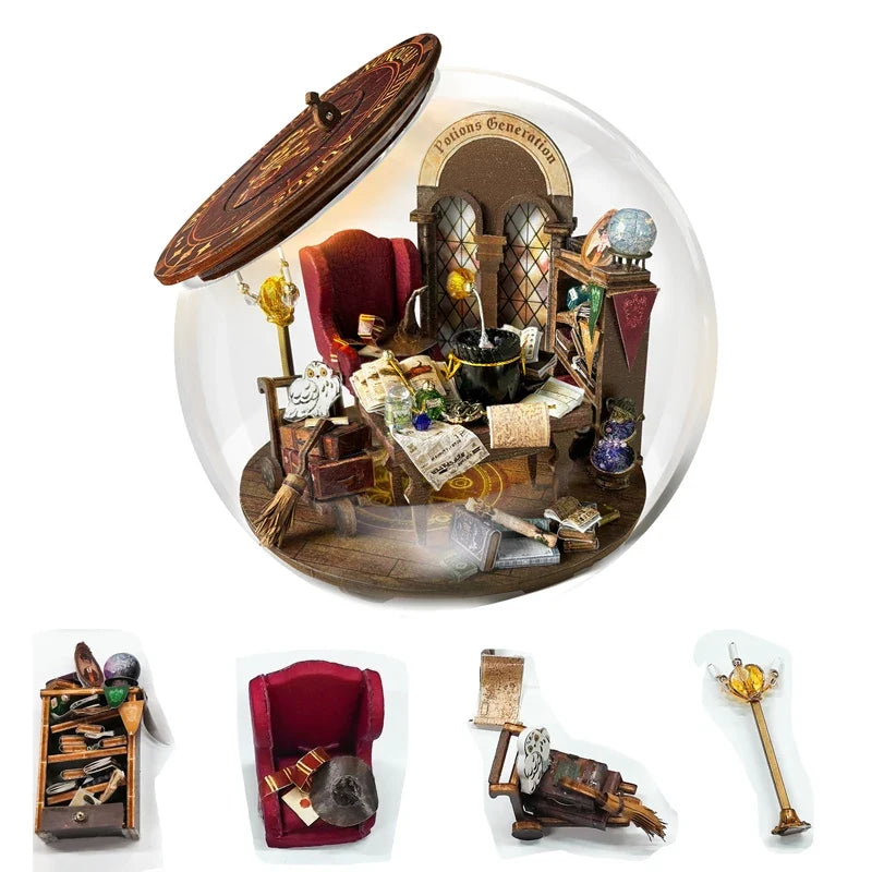 Potions Generation Magic Bunker LED DIY Miniature House Kit — detalied side view