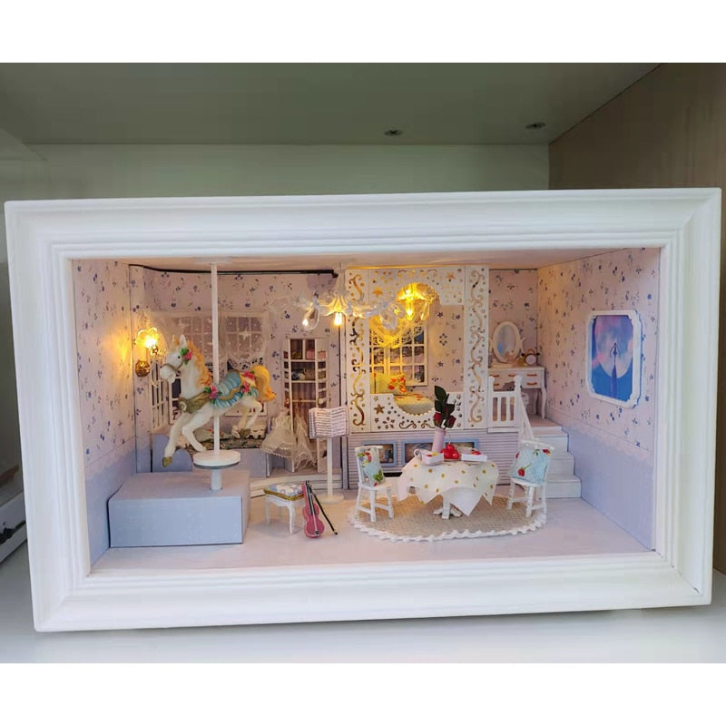 Princess Dream DIY Wooden Frame Dollhouse Kit — detalied side view