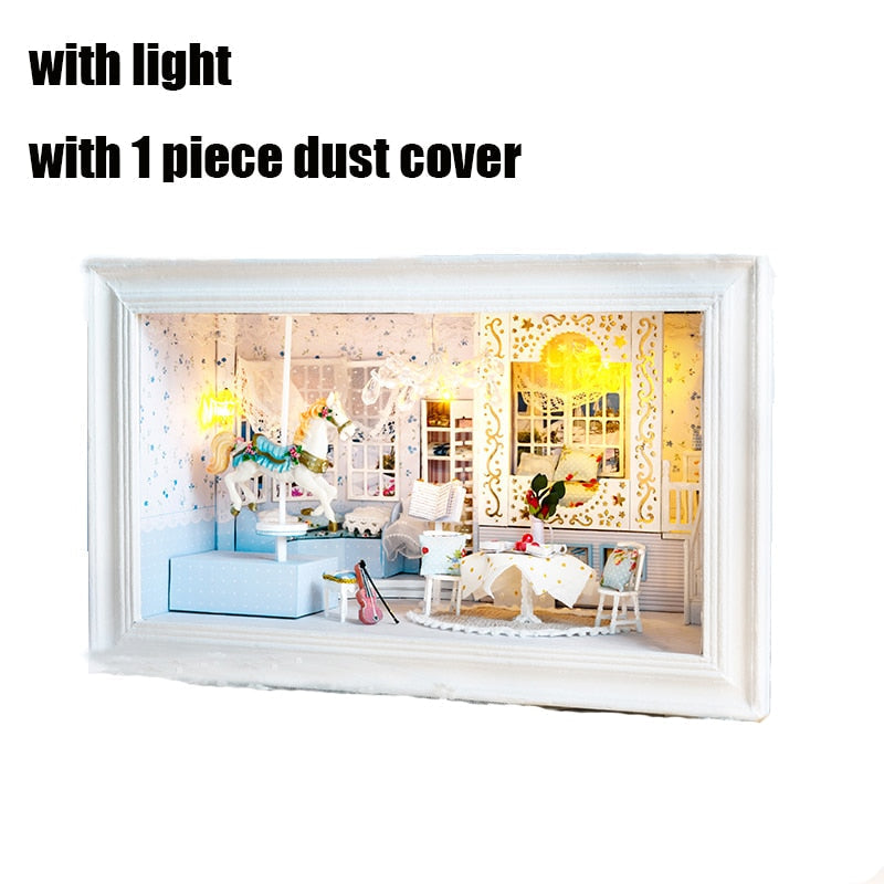 Princess Dream DIY Wooden Frame Dollhouse Kit — open display view