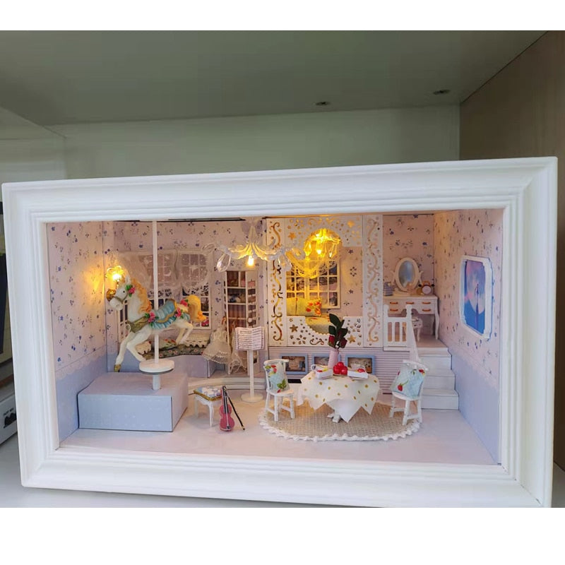 Princess Dream DIY Wooden Frame Dollhouse Kit — scene view