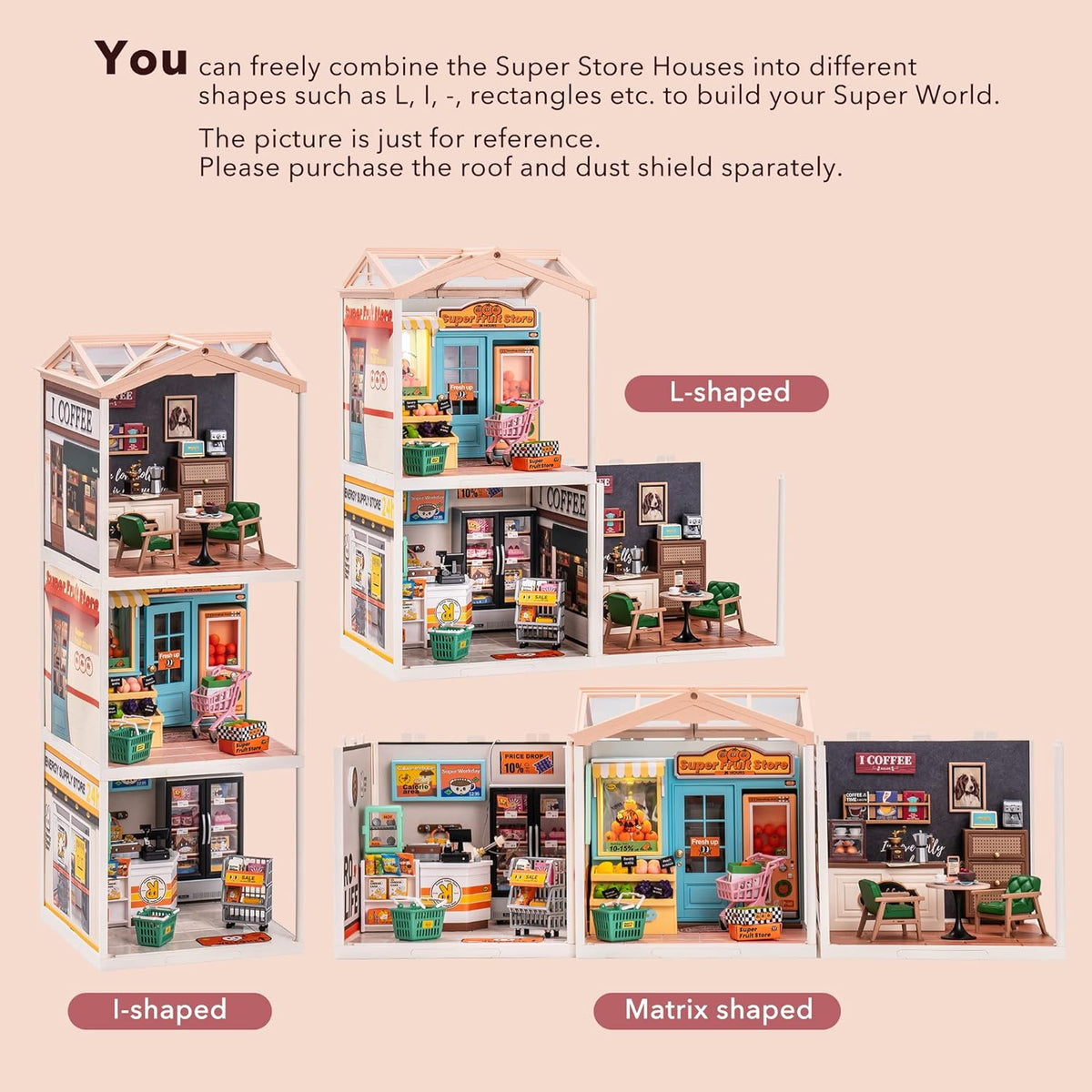 Robotime Daily Inspiration Cafe DIY Dollhouse Kit — front angle