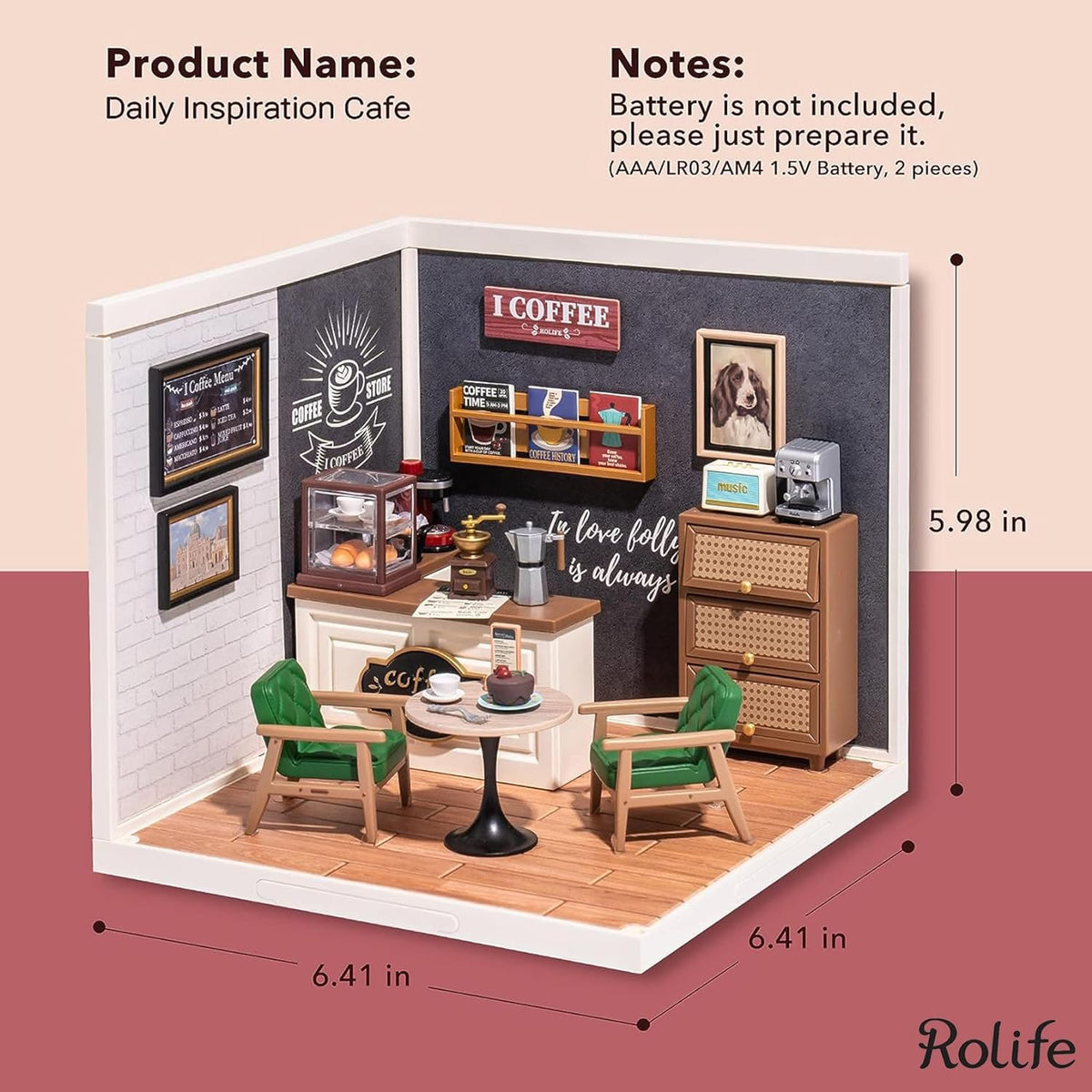 Robotime Daily Inspiration Cafe DIY Dollhouse Kit — main view
