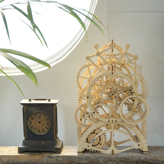 Robotime Rokr Pendulum Wall Clock Kit – DIY Wooden Assembly — detalied side view