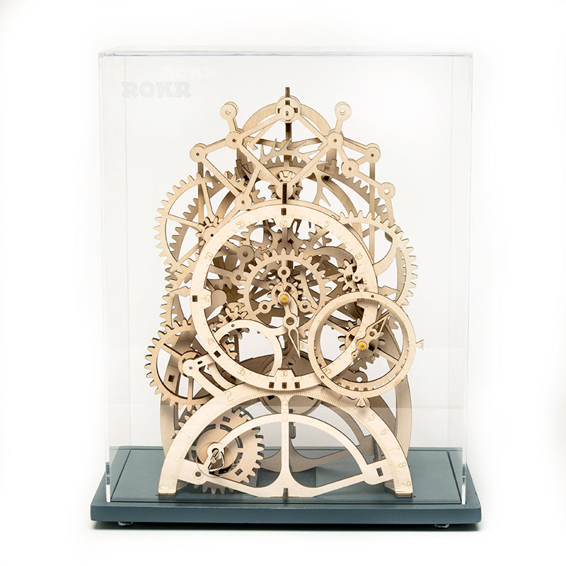 Robotime Rokr Pendulum Wall Clock Kit – DIY Wooden Assembly — angled close-up