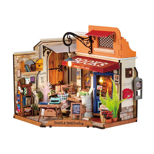 Robotime Rolife Corner Bookstore DIY Dollhouse Kit — main view