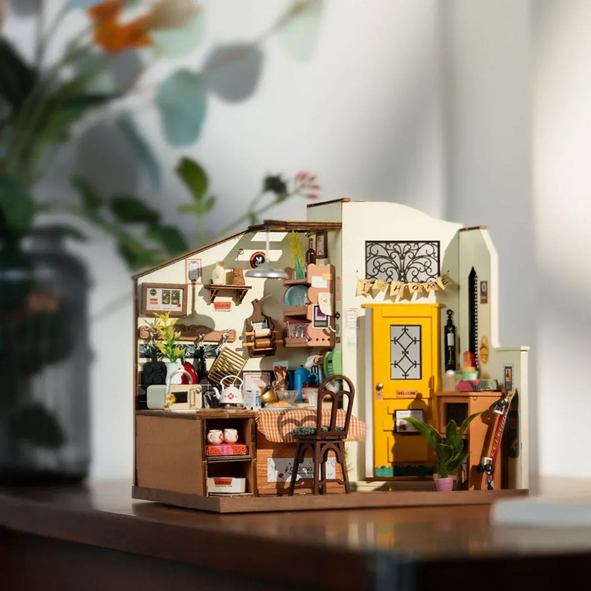 Robotime Rolife Cozy Kitchen DIY Dollhouse Kit — front angle