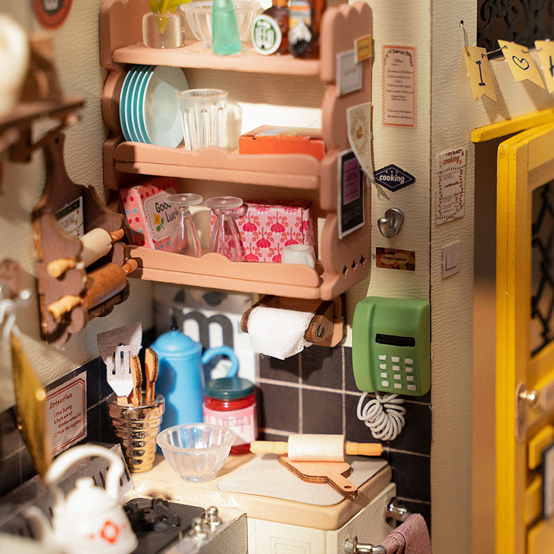 Robotime Rolife Cozy Kitchen DIY Dollhouse Kit — scene view
