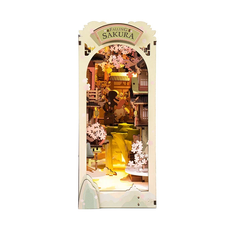 Robotime Rolife Falling Sakura DIY Book Nook Kit — main view