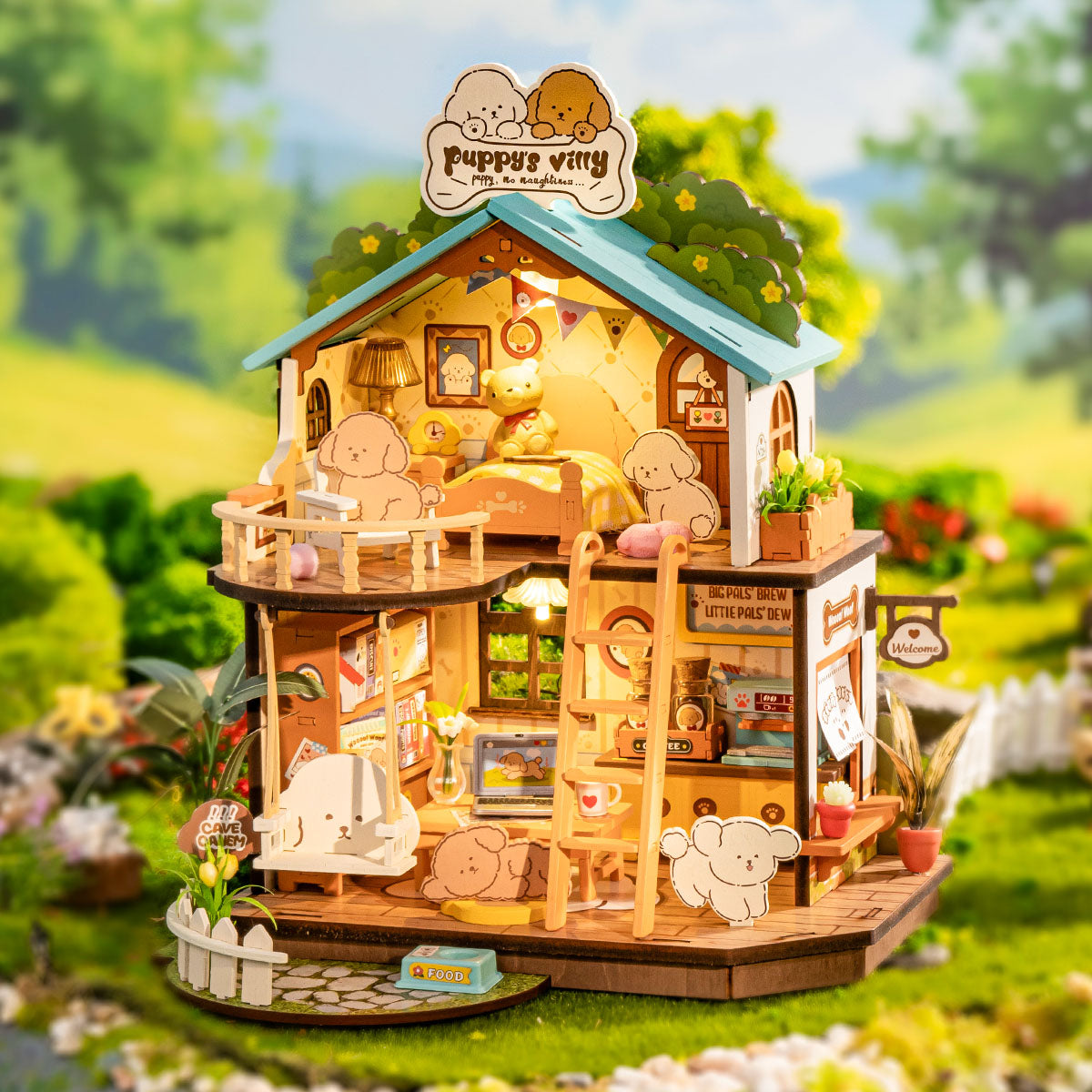 Robotime Rolife Puppys Cozy Villa DIY Dollhouse — main view