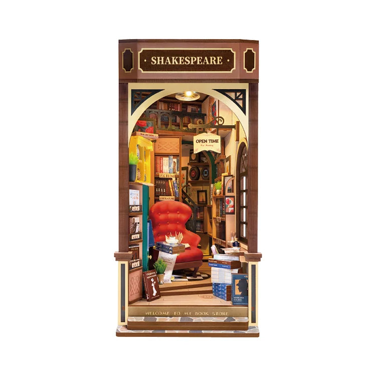 Robotime Rolife Shakespeare And Company DIY Book Nook — detalied side view