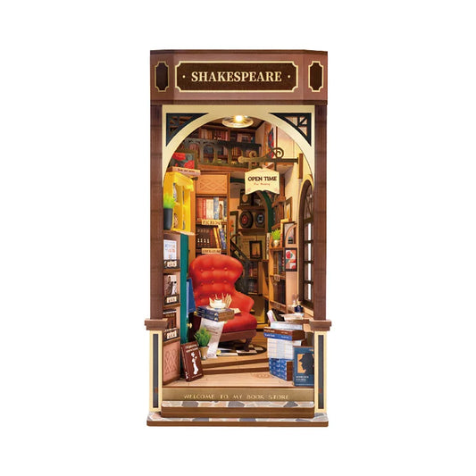 Robotime Rolife Shakespeare And Company DIY Book Nook — detalied side view