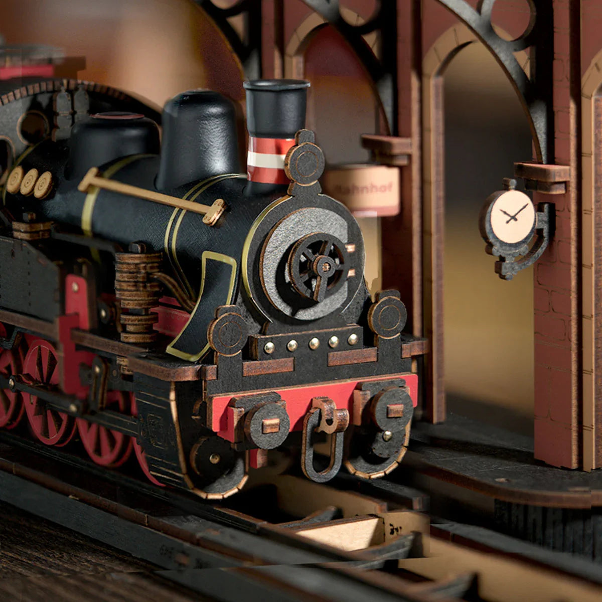 Robotime Rolife Steam Journey Wooden Puzzle — angled close-up