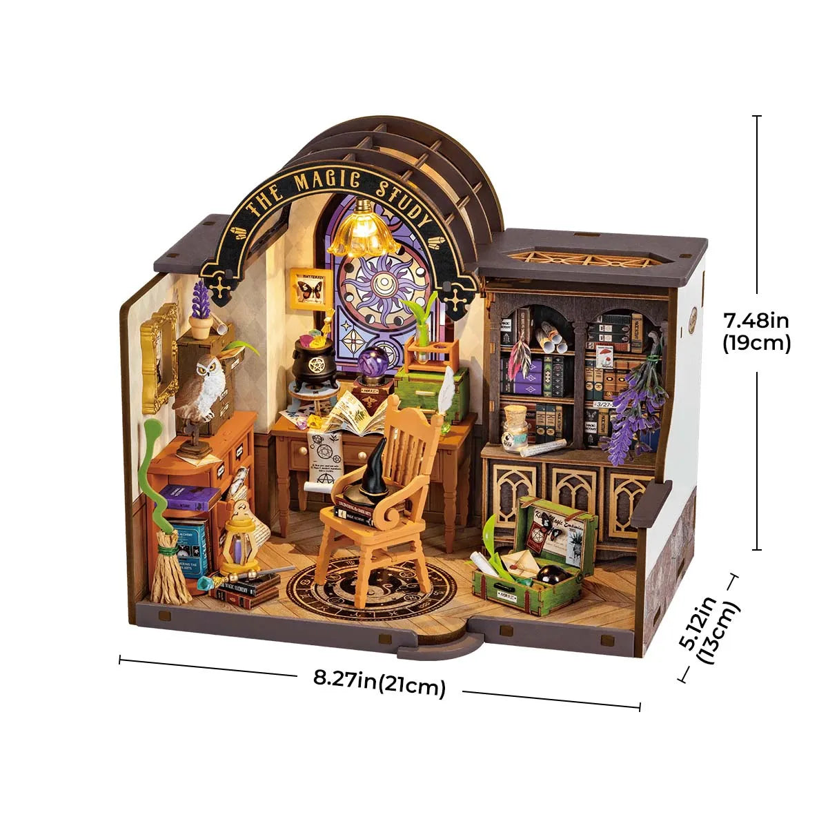Robotime Rolife The Magic Study DIY Dollhouse Kit — open display view