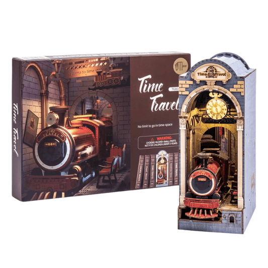 Robotime Rolife Time Travel DIY Book Nook Kit — detalied side view