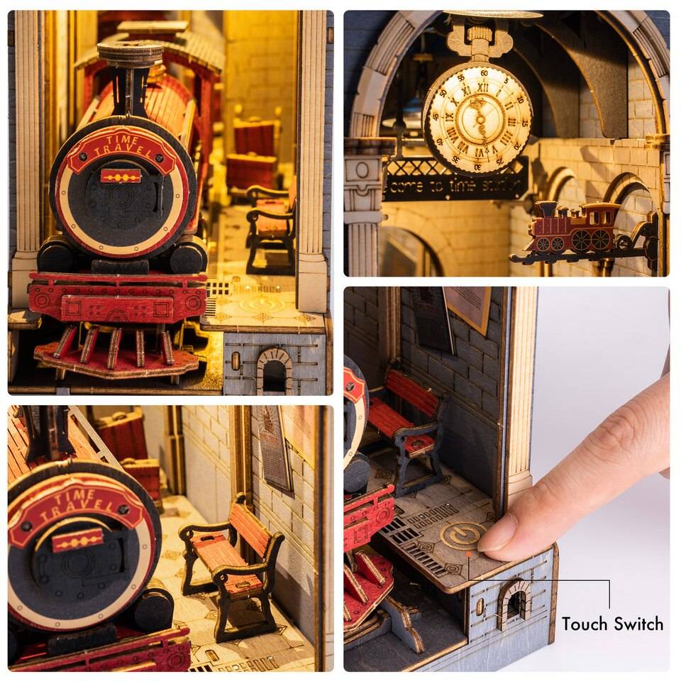 Robotime Rolife Time Travel DIY Book Nook Kit — scene view